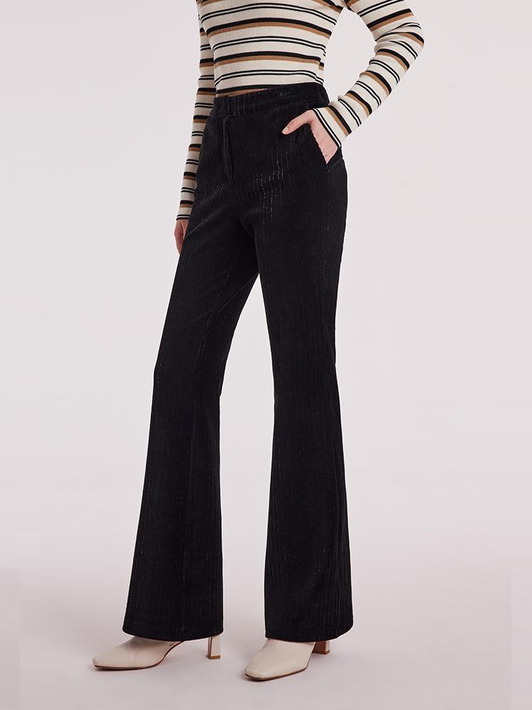 Black Knitted Flare Pants GOELIA