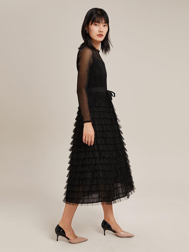 Pleated Tiered Dress GOELIA