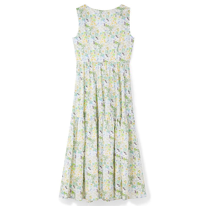 LIBERTY Printed V-neck Sleeveless Dress GOELIA