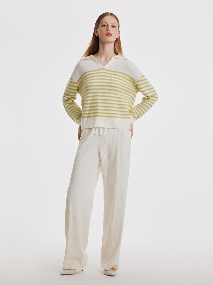 Colorful Striped Woolen Polo Sweater GOELIA