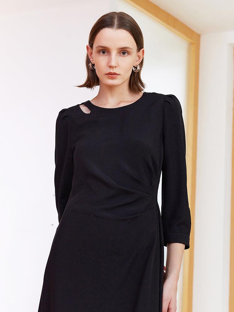 Black Slim A-shape Dress GOELIA