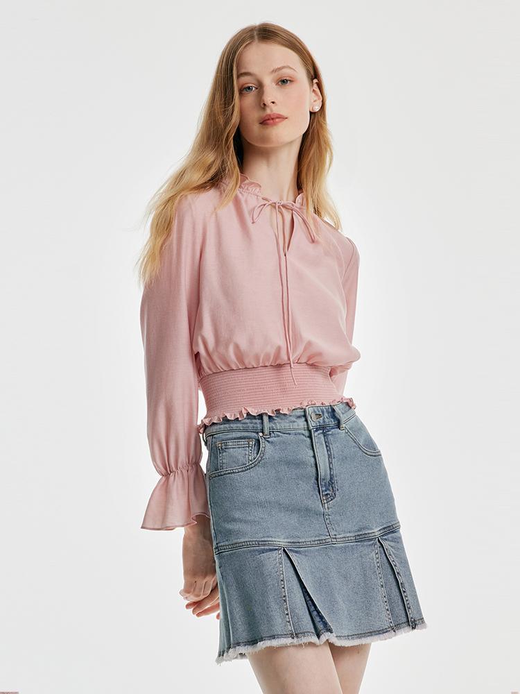 Pink Acetate Woven Blouse GOELIA