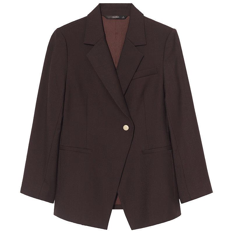 Dark Brown Worsted Wool Blazer GOELIA