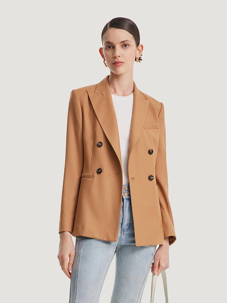 Camel Worsted Wool Blazer GOELIA