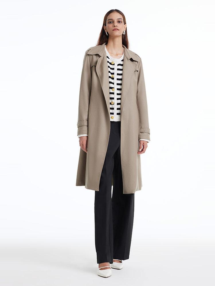 Worsted Wool Trench Coat With Belt GOELIA