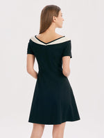 V-Neck Slim Patchwork Dress GOELIA