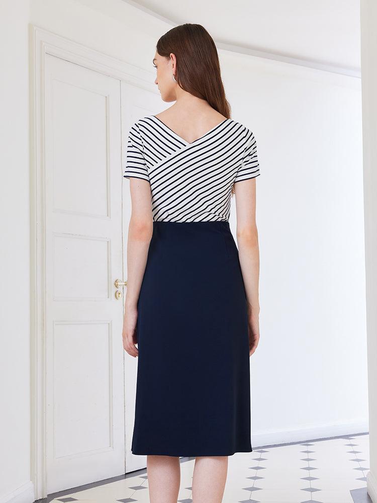 Blue and White Stripe Suit T-shirt&Skirt GOELIA