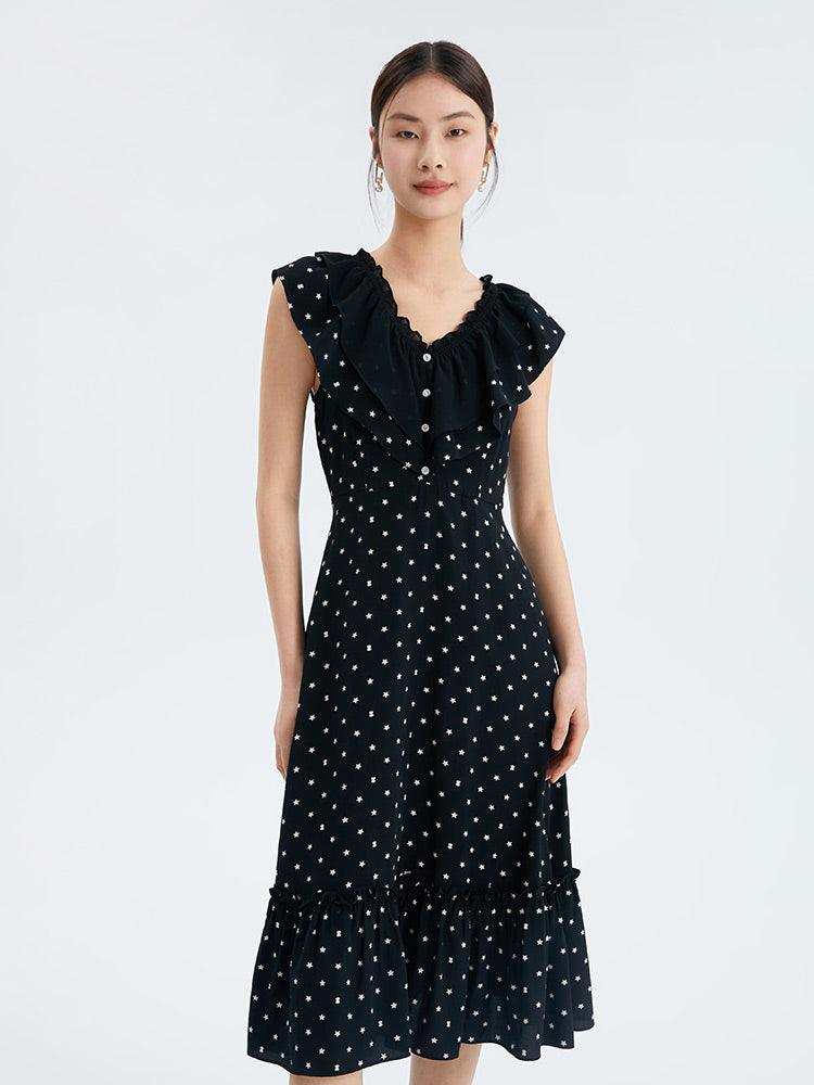 Black Magic Star Print Dress GOELIA