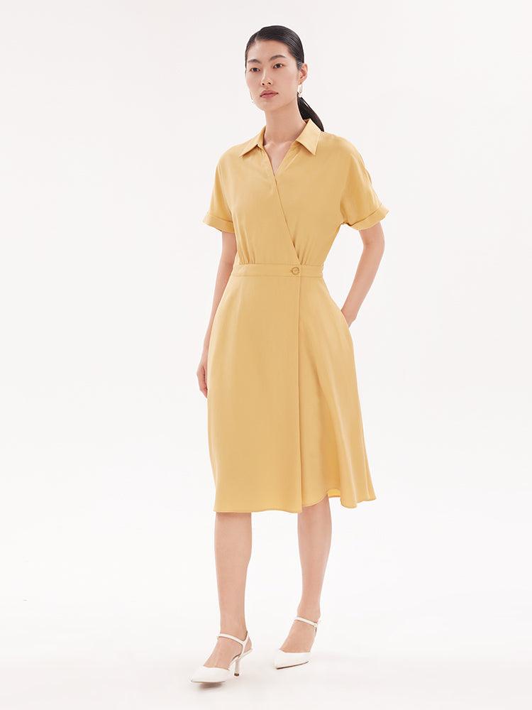 Tencel Asymmetrical One Button Dress GOELIA