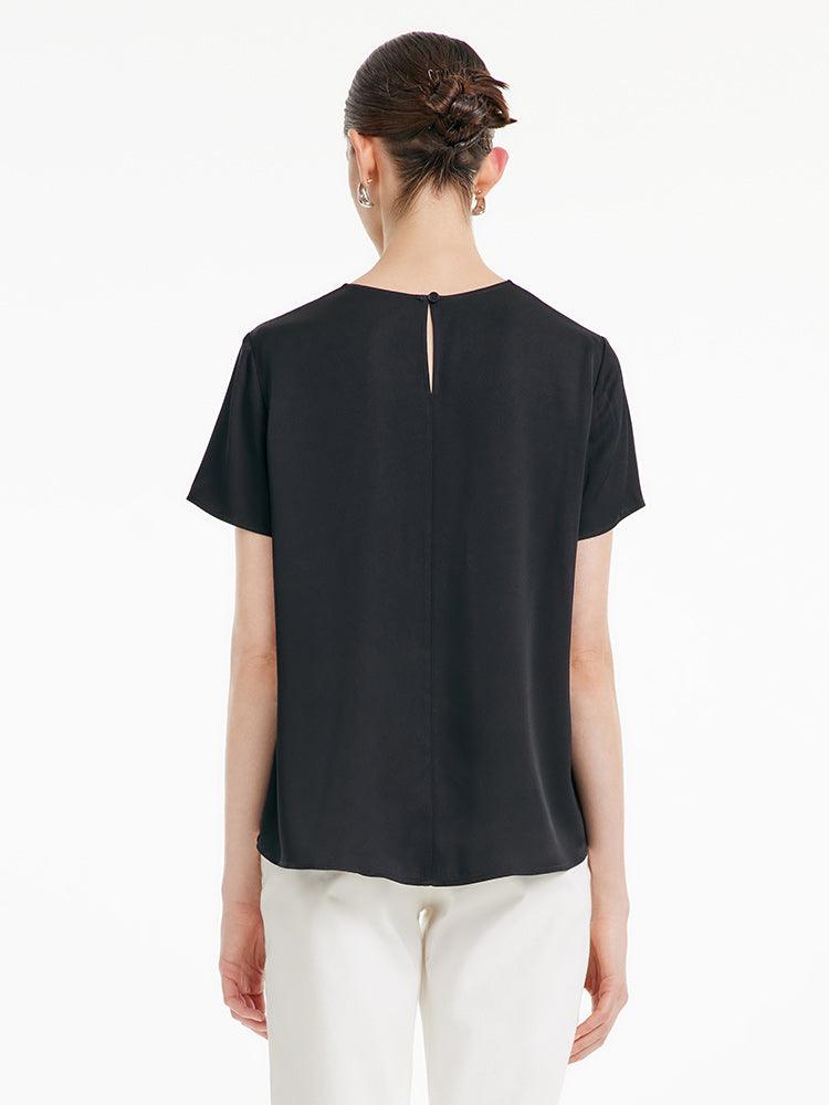 22 Momme Silk Short Sleeve Woven Top GOELIA