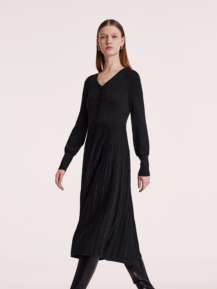 Machine Washable Wool Pleated Dress GOELIA