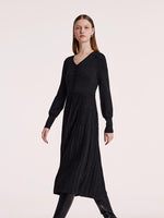 Machine Washable Wool Pleated Dress GOELIA