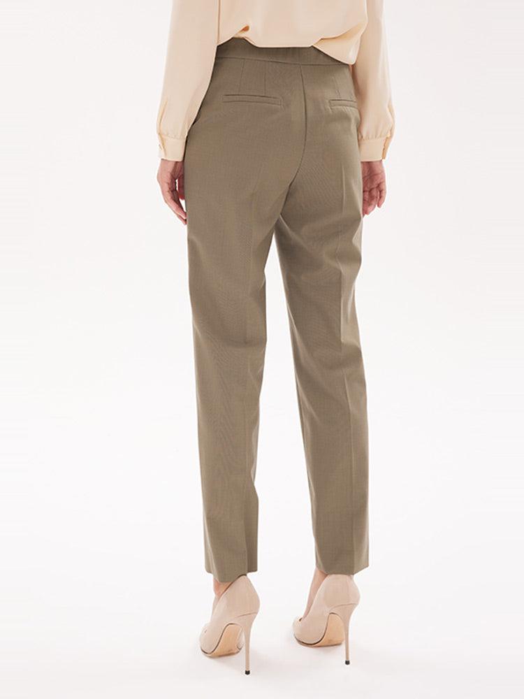 Machine Washable Worsted Wool Ankle Pants GOELIA