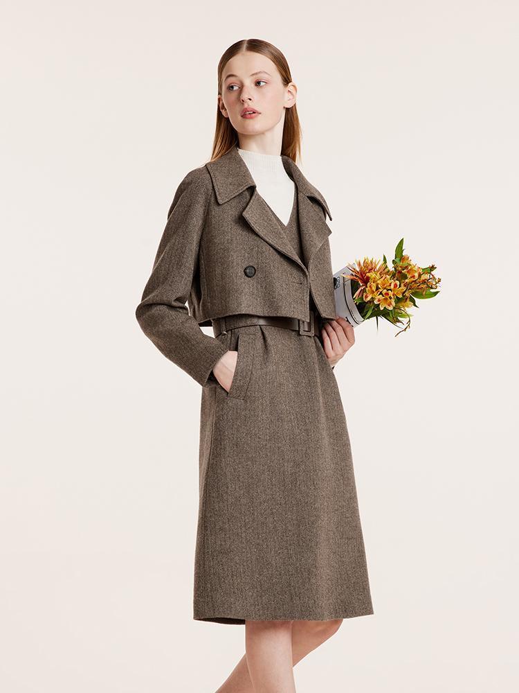 Washable Wool Crop Jacket And Vest Dress Suit GOELIA