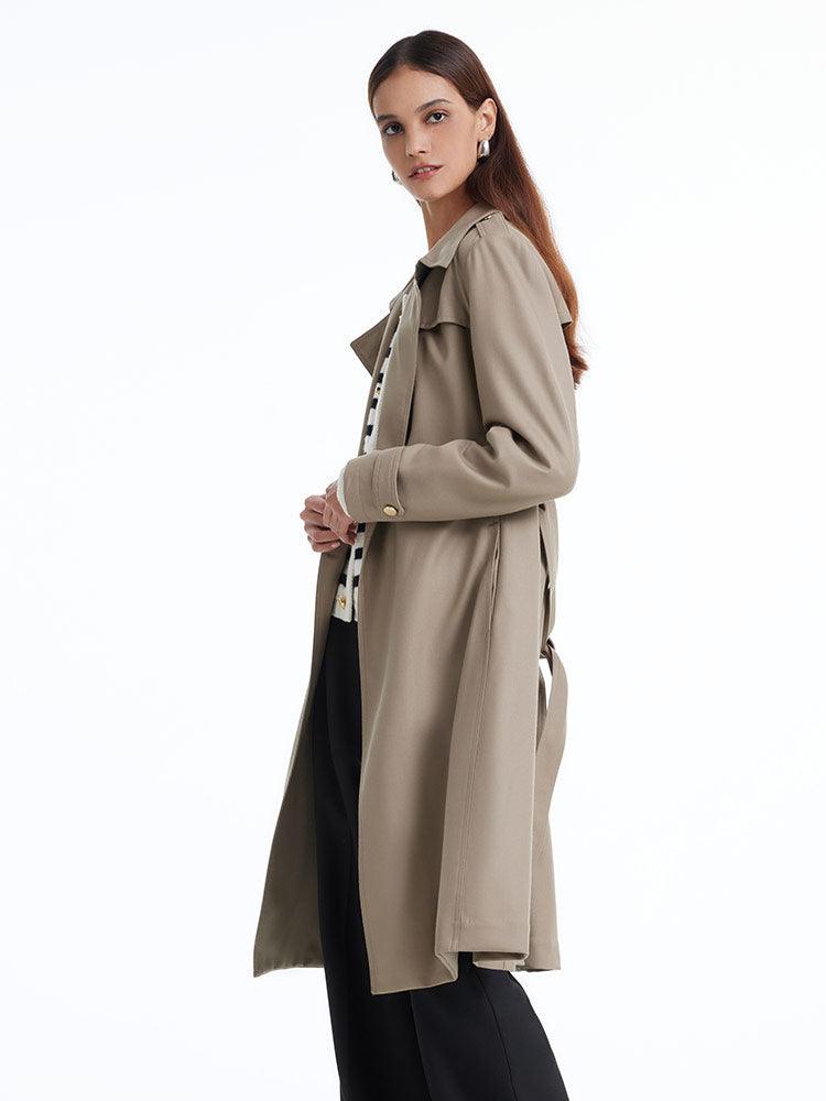 Worsted Wool Trench Coat With Belt GOELIA