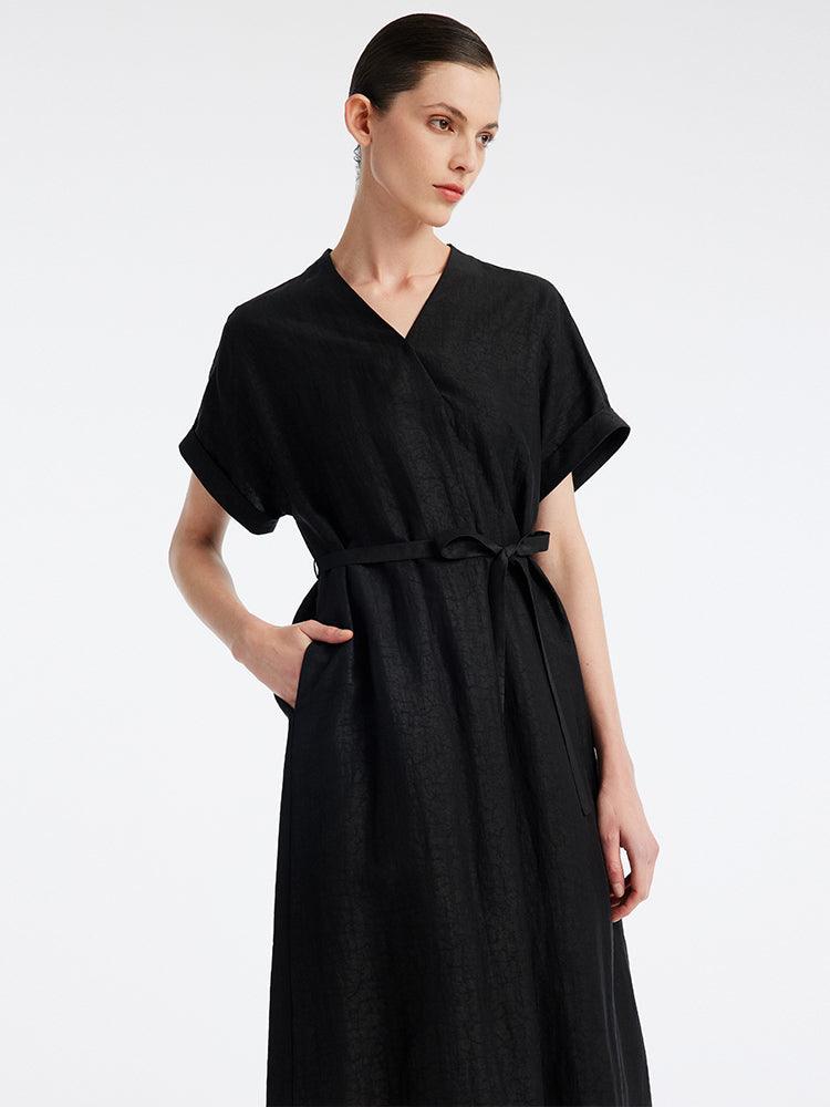 Black V-Neck Dress GOELIA