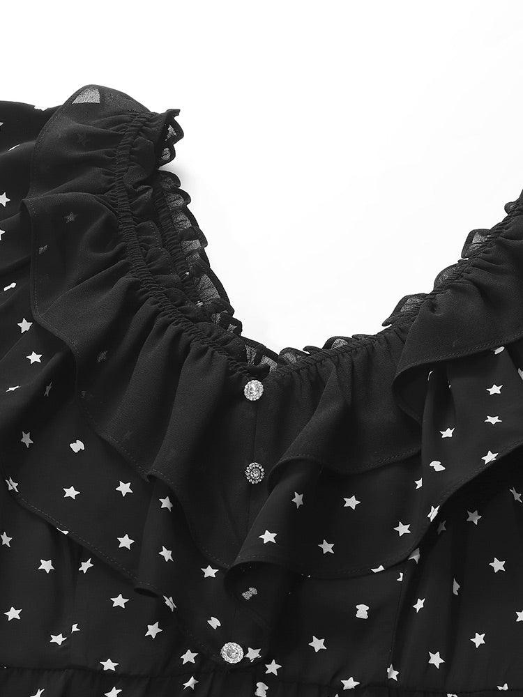 Black Magic Star Print Dress GOELIA