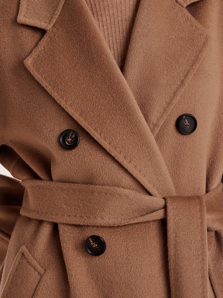 Pure Cashmere Double-Breasted Coat With Beret GOELIA