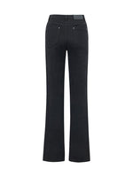 Black Full Length Slit Straight Jeans GOELIA