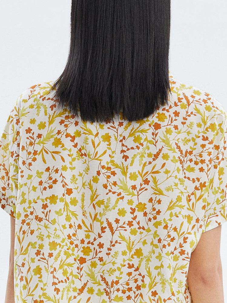 Silk-Cotton Floral Printed Shirt GOELIA