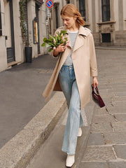 Classic Khaki Lether Trench Coat GOELIA