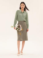 Worsted Wool A-Line Skirt GOELIA