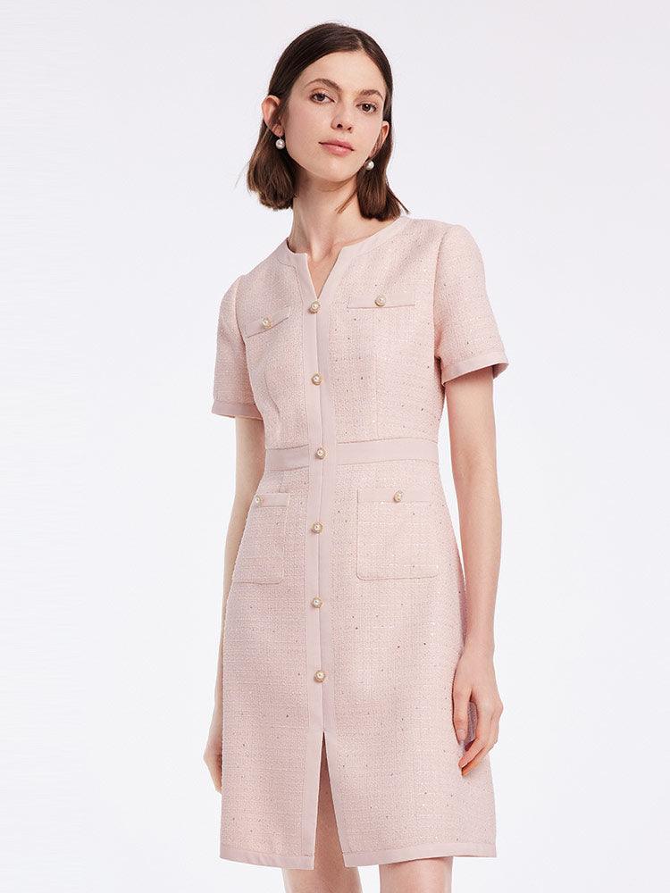 Light Pink Waist-Skimming Dress GOELIA