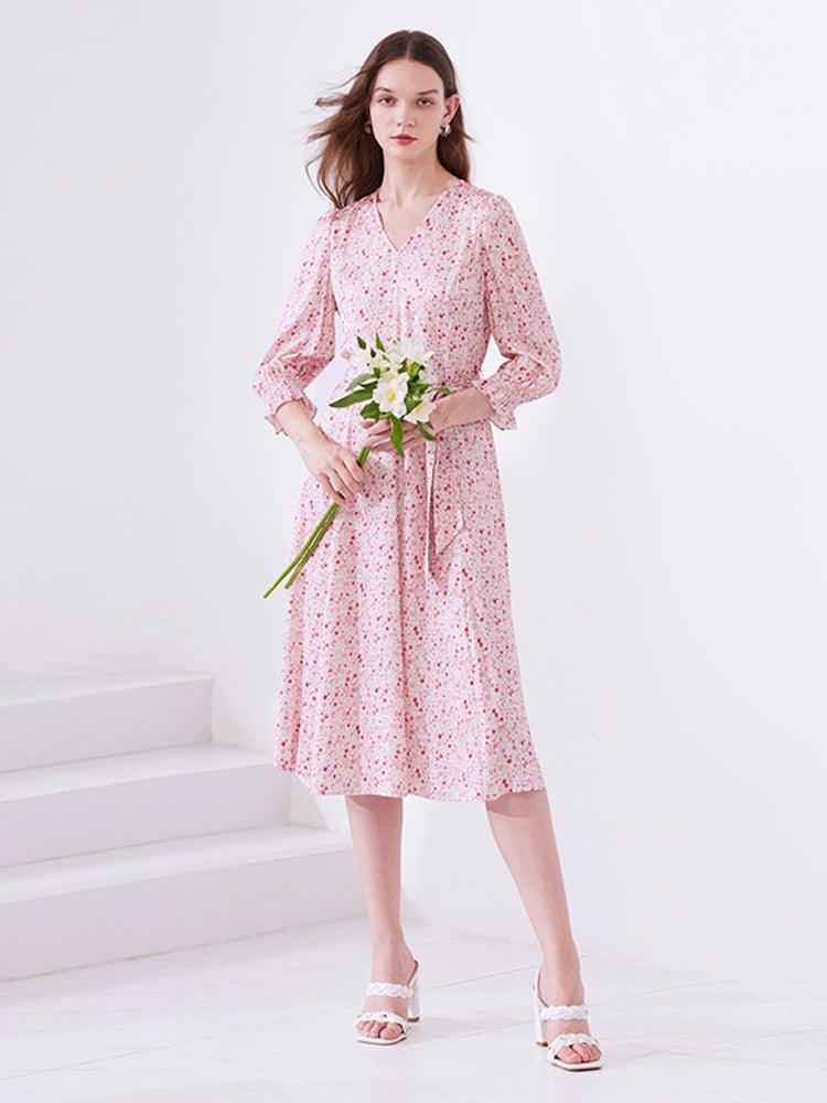 Pink  Sweet Cherry Print Dress GOELIA