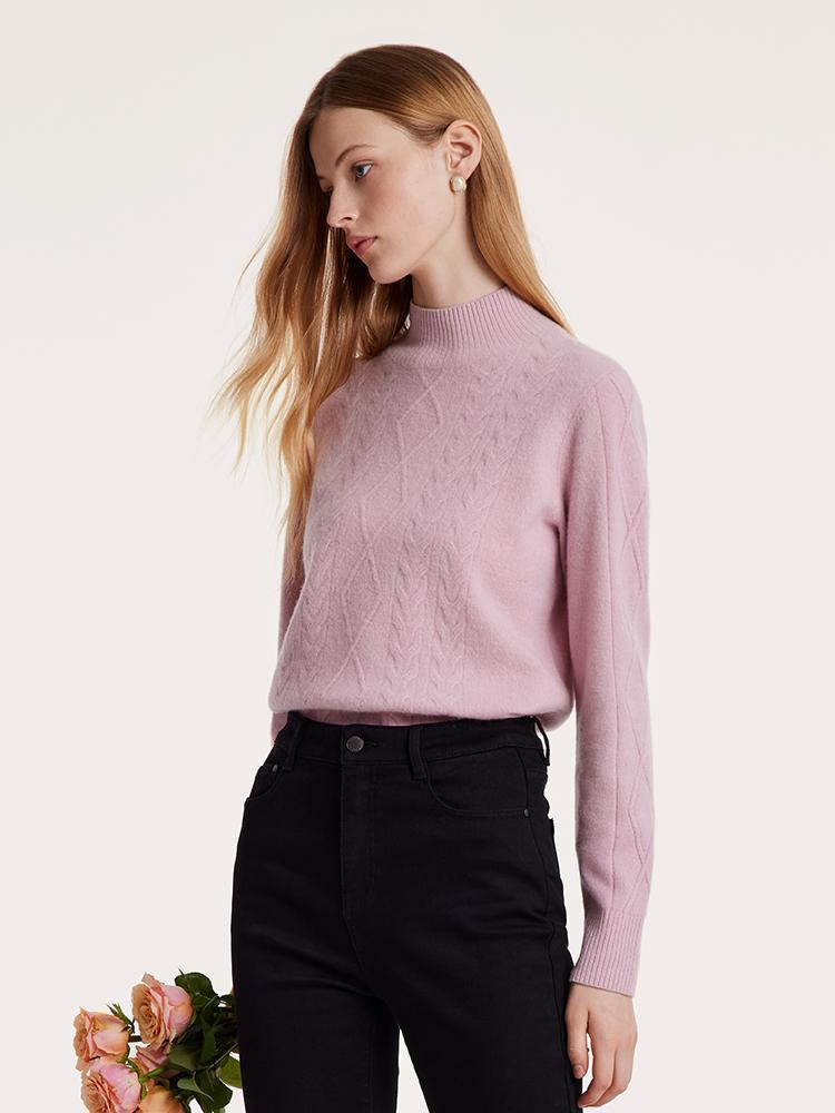 Pink Mock Neck Wool Sweater GOELIA