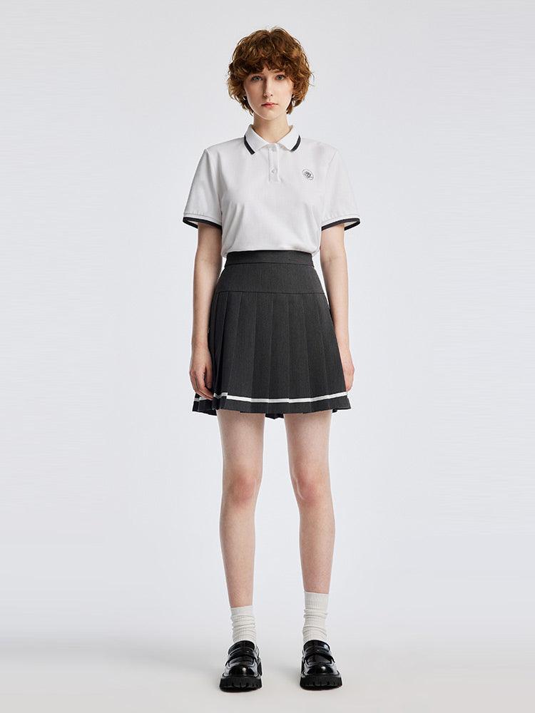 College Style Suit Shirt And Mini Pleated Skirt GOELIA