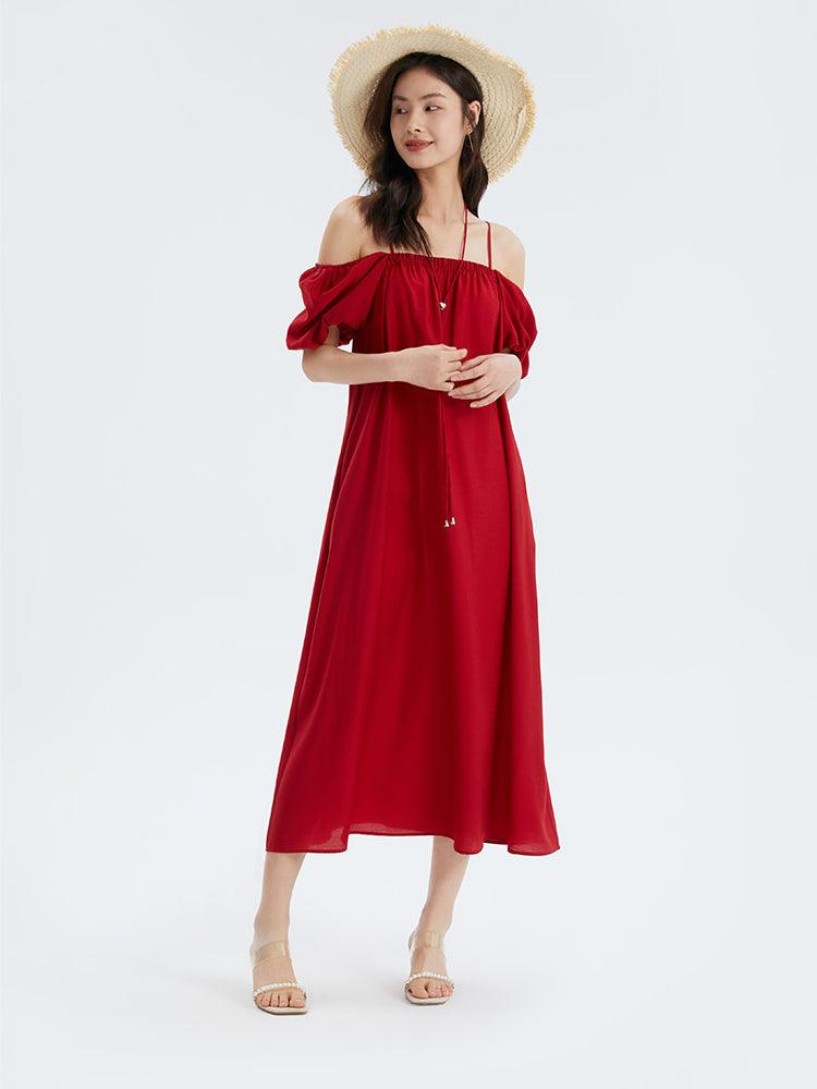 Acetate One-Shoulder Long Dress GOELIA