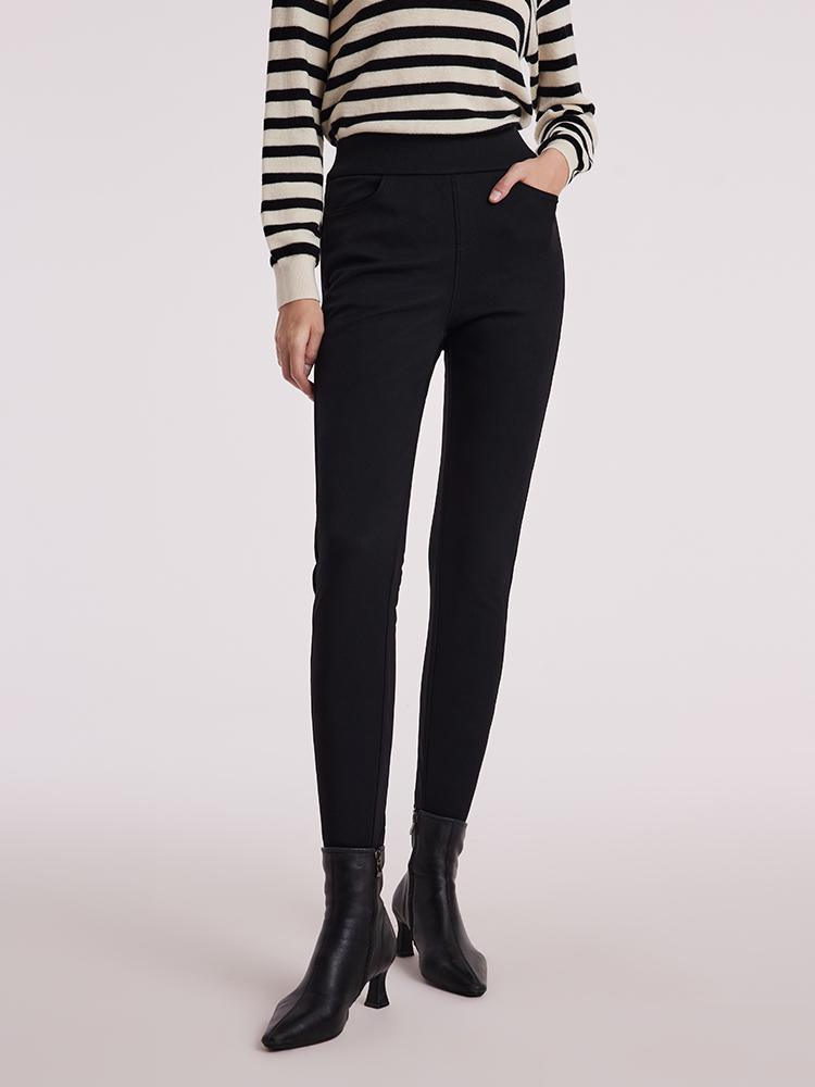 Black Goose Down Full Length Tapered Pants GOELIA