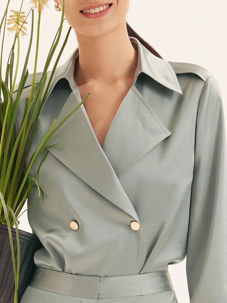 Triacetate Lapel Long-Sleeve Blazer GOELIA