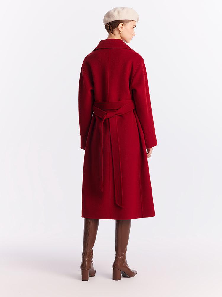 Silk Wool Lapel Double Woolen Coat GOELIA