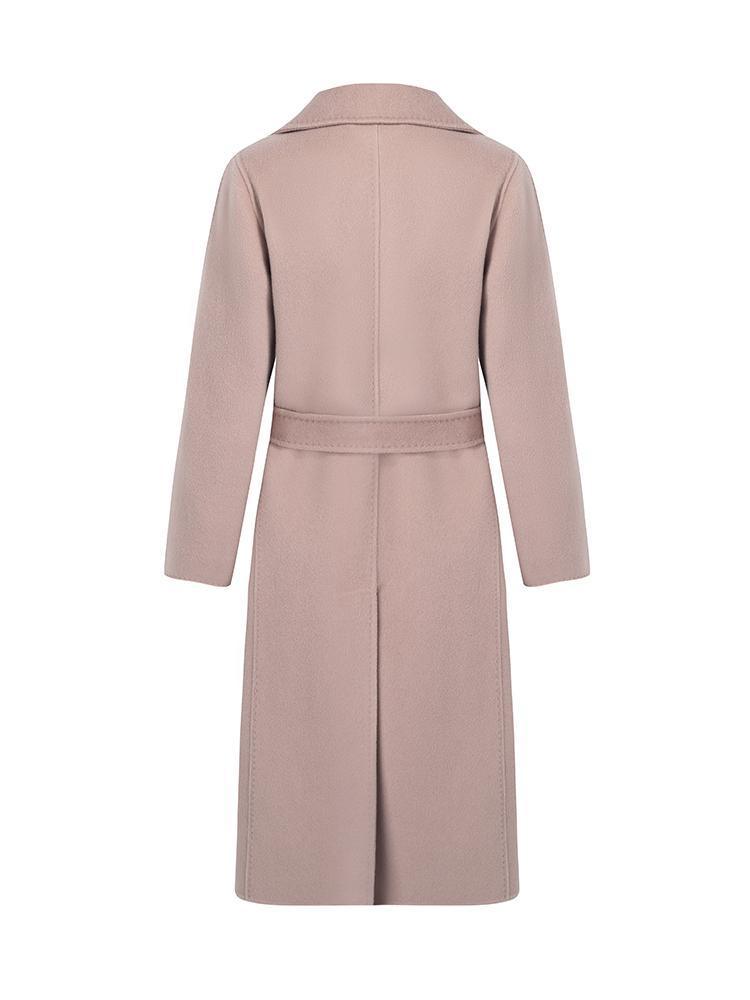 Pink Pure Cashmere Straight Lapel Coat GOELIA