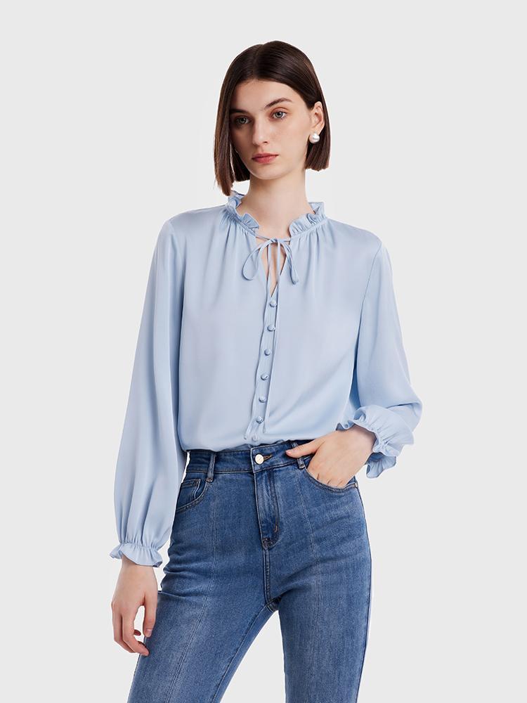 22 Momme Silk Ruffle Blouse GOELIA