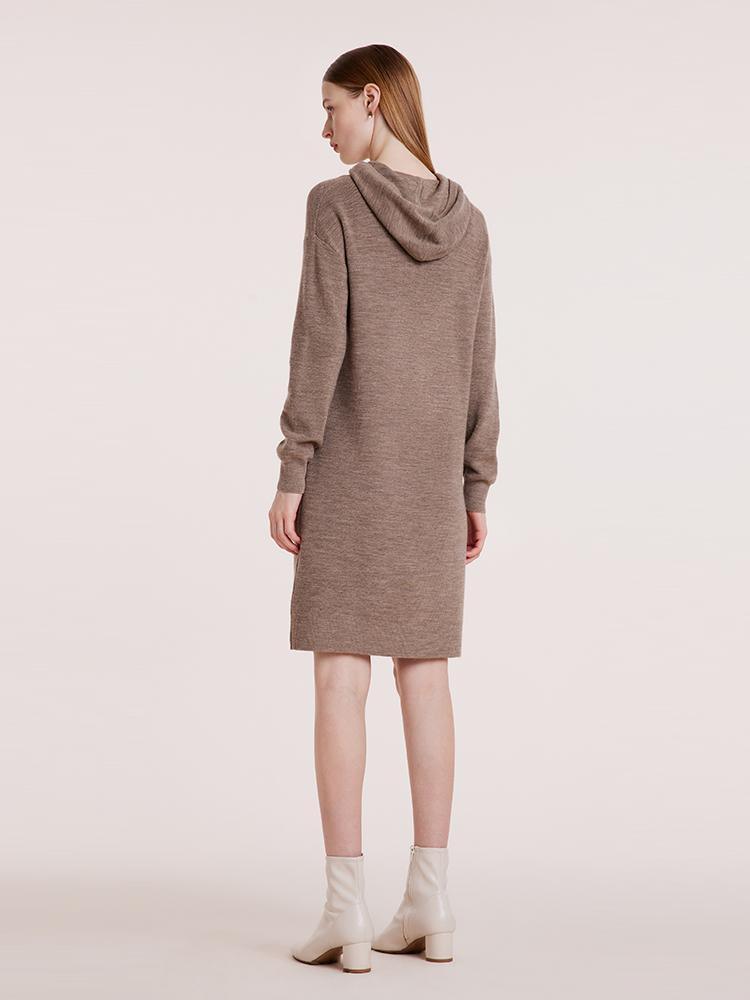 Machine Washable Wool Hooded Knit Dress GOELIA