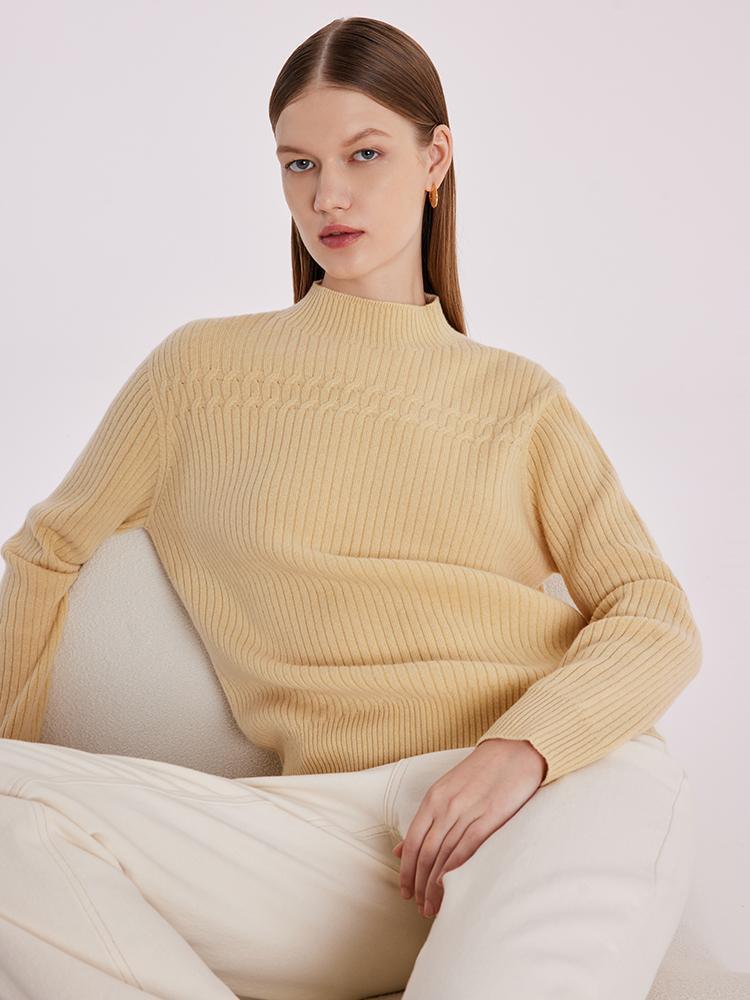 Wool Sequins Mock Neck Sweater GOELIA