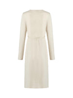 White Knitted Gathered Waist Dress GOELIA