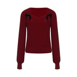 Tencel And Wool Sweater With Detachable Bowknots GOELIA