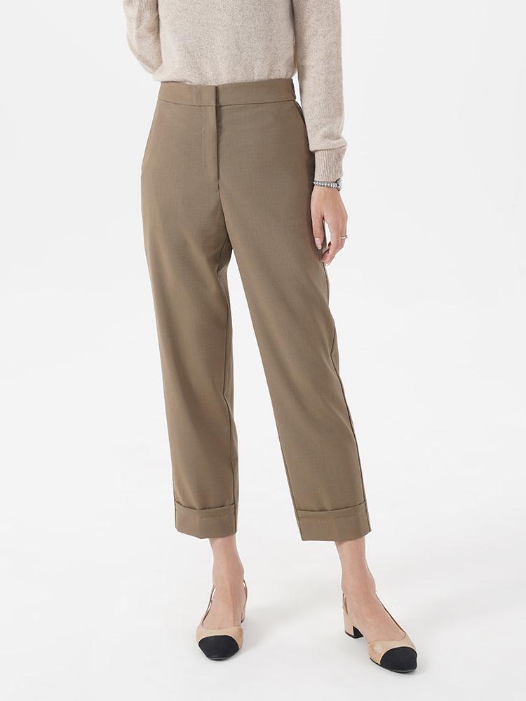 Machine Washable Worsted Wool Tapered Pants GOELIA