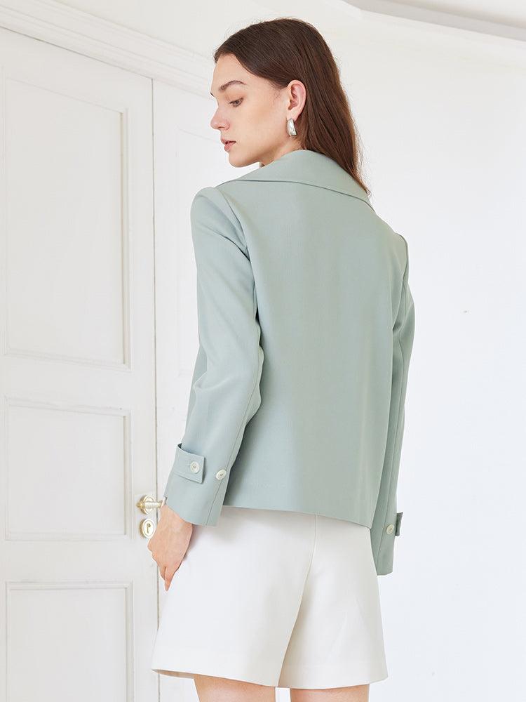 Grey Green Crop Trench Coat GOELIA