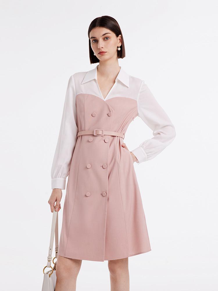 Pink Mesh Sleeve Patchwork Dress GOELIA