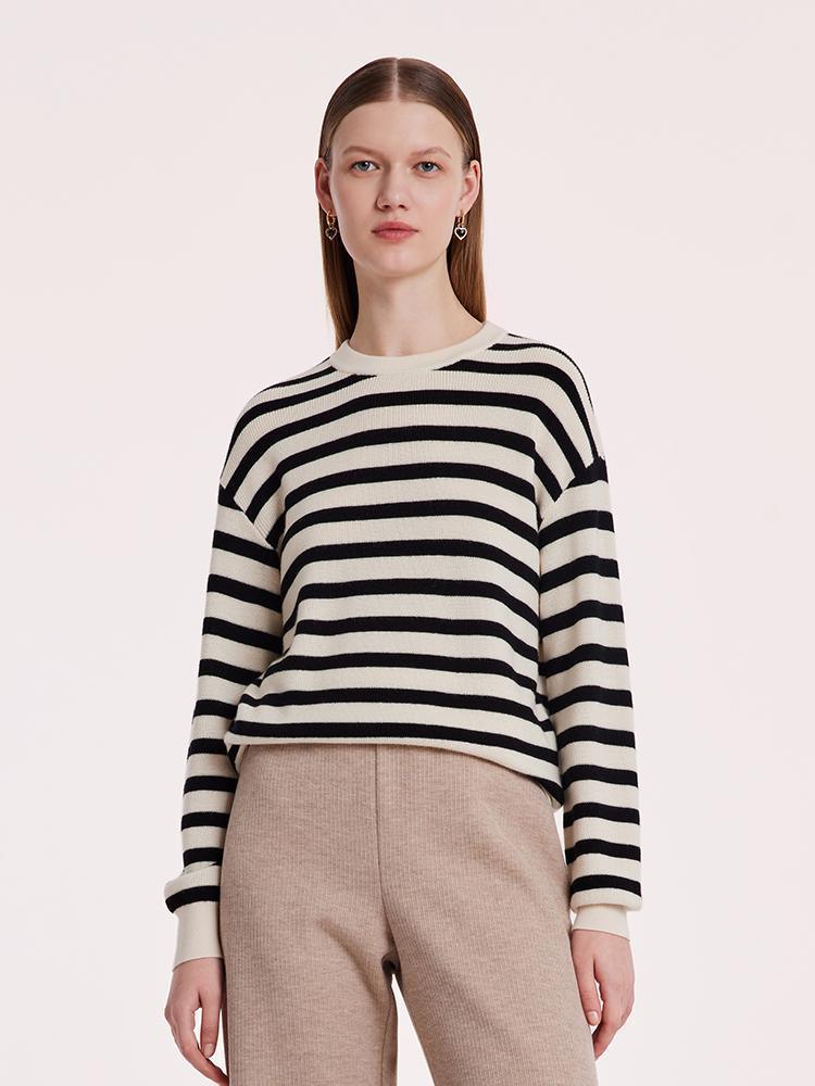 Machine Washable Wool Stripe Sweater GOELIA