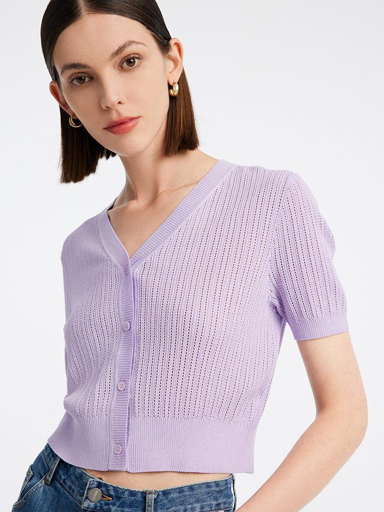 Purple Knit Cardigan GOELIA