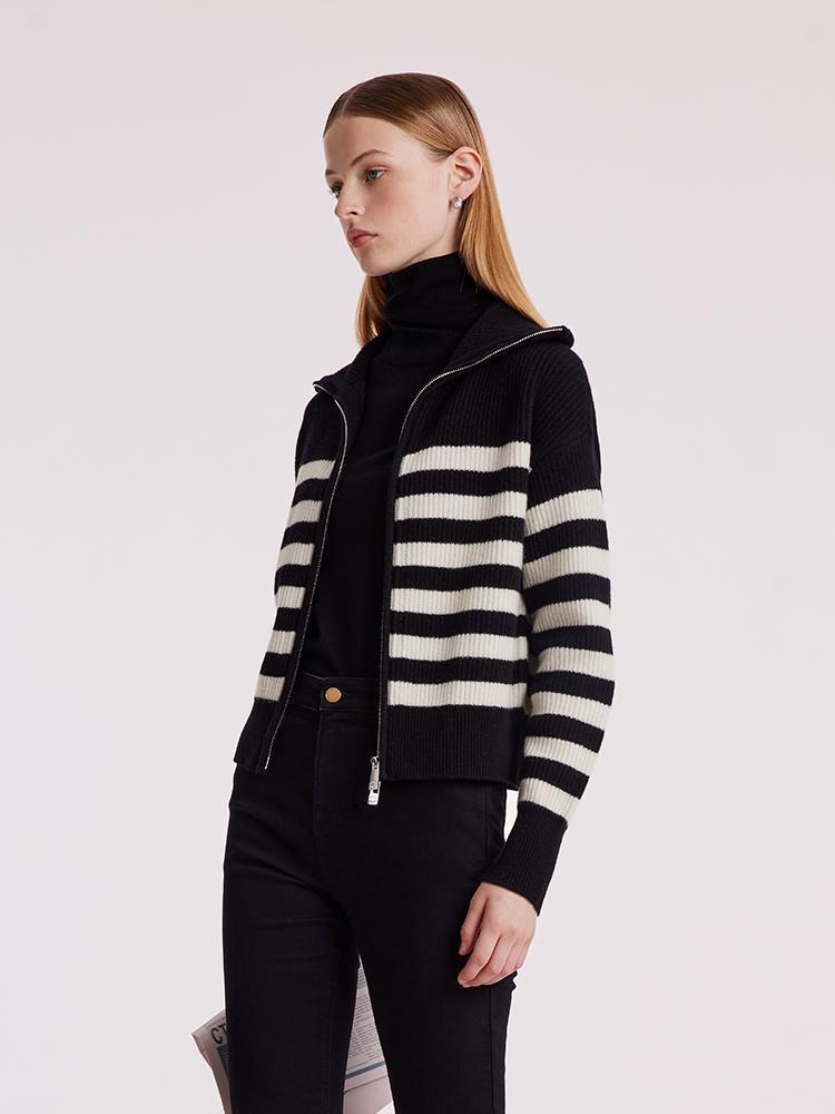 Woolen Knitted Stripe Cardigan GOELIA