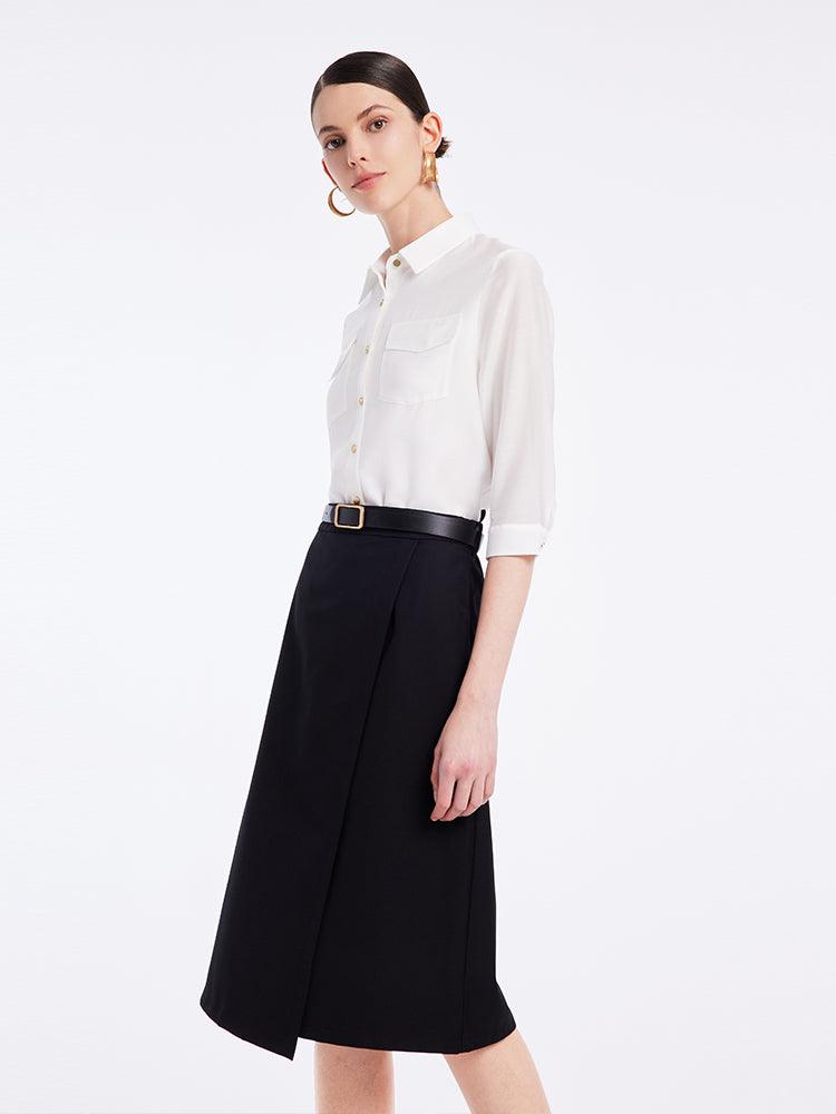 Acetate Shirt Set With Leather Belt GOELIA