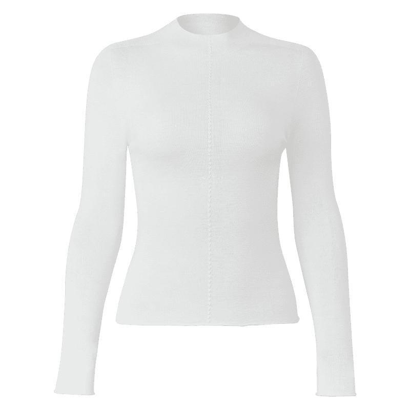 Seamless Woolen Mock Neck Sweater GOELIA