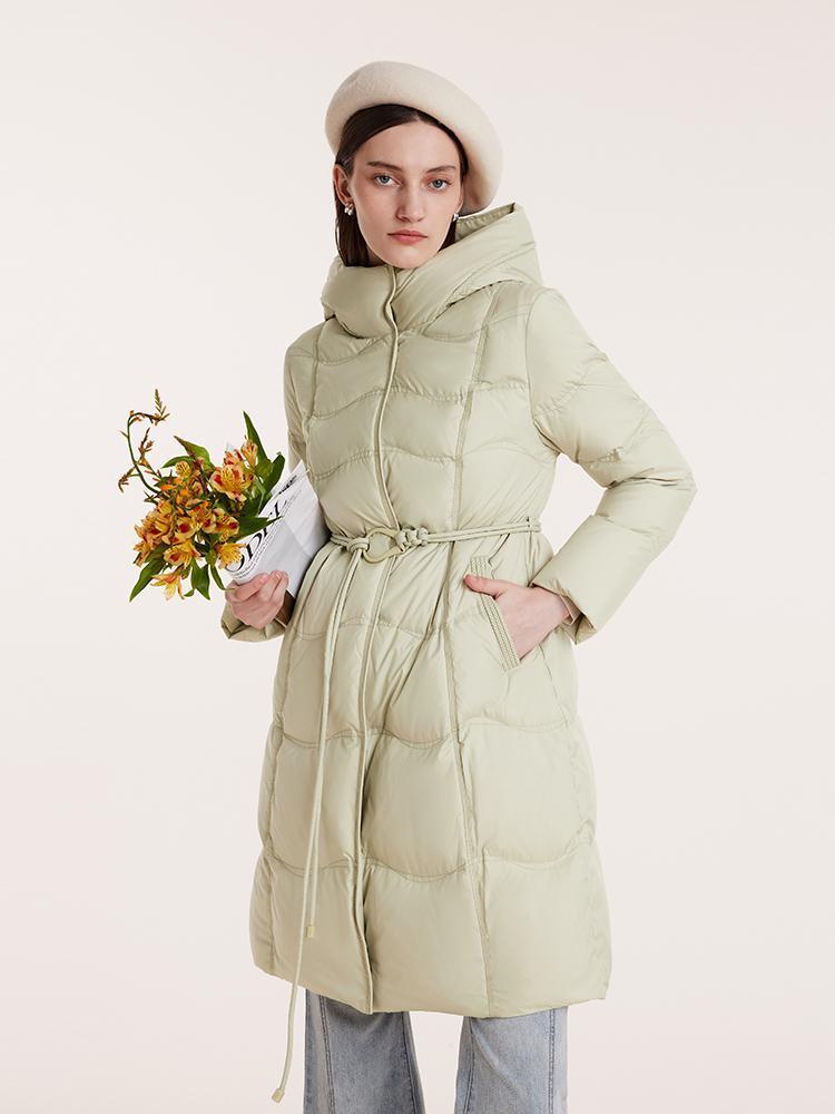 Hooded Slim Mid-Length Goose Down Garment