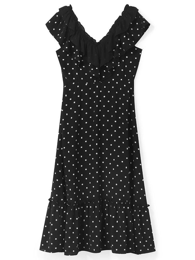 Black Magic Star Print Dress GOELIA